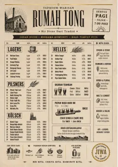 Heritage Taproom menu template preview