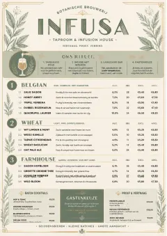 Botanical Infusion menu template preview