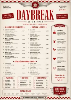 Diner Comfort menu template preview