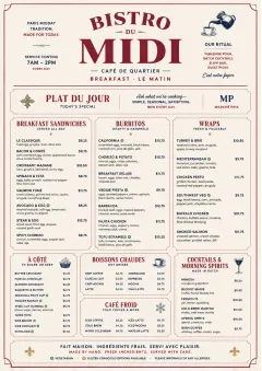 Bistro Midi menu template preview
