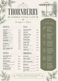 Garden Patio Day menu template preview