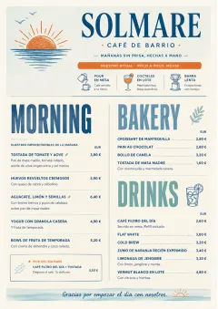 Sunrise Short Carte menu template preview
