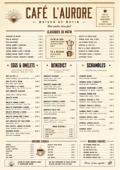 Sunrise Classic menu template preview