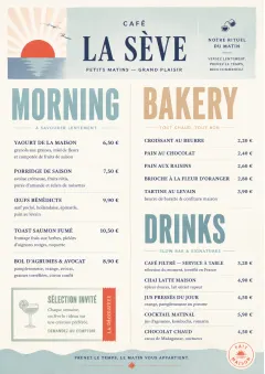 Sunrise Short Carte menu template preview