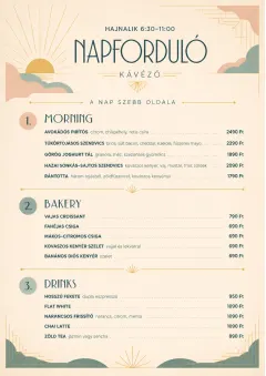 Sunrise Short Carte menu template preview