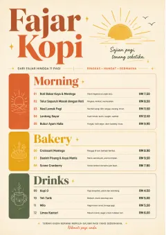 Sunrise Short Carte menu template preview