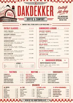 Diner Comfort menu template preview