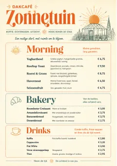 Sunrise Short Carte menu template preview