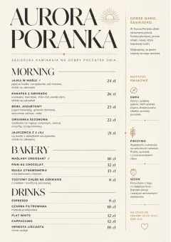 Sunrise Short Carte menu template preview