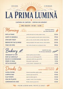 Sunrise Short Carte menu template preview