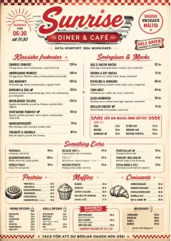 Diner Comfort menu template preview