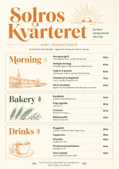 Sunrise Short Carte menu template preview