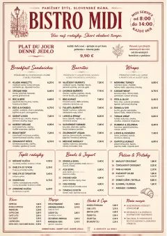 Bistro Midi menu template preview
