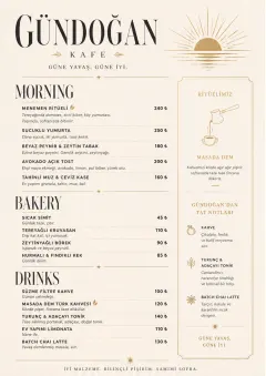 Sunrise Short Carte menu template preview