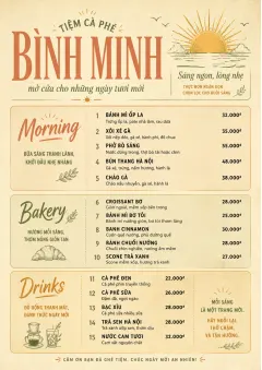 Sunrise Short Carte menu template preview