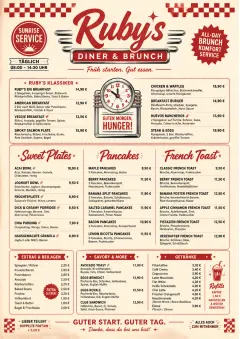 Diner Comfort menu template preview
