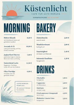 Sunrise Short Carte menu template preview