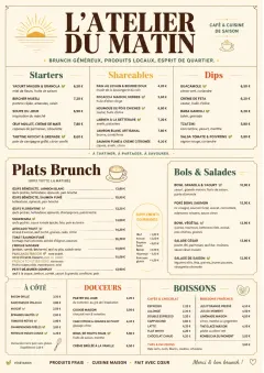 Sunrise Classic menu template preview
