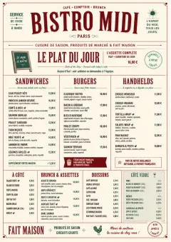 Bistro Midi menu template preview