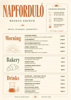 Sunrise Short Carte menu template preview
