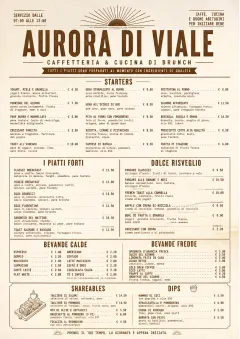 Sunrise Classic menu template preview