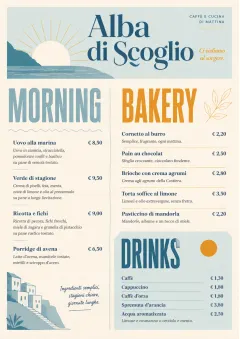 Sunrise Short Carte menu template preview