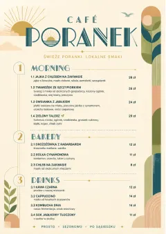 Sunrise Short Carte menu template preview