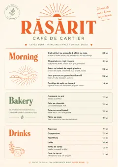 Sunrise Short Carte menu template preview