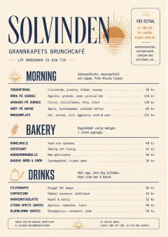 Sunrise Short Carte menu template preview