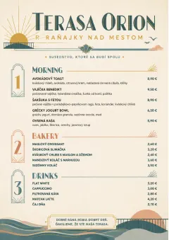 Sunrise Short Carte menu template preview