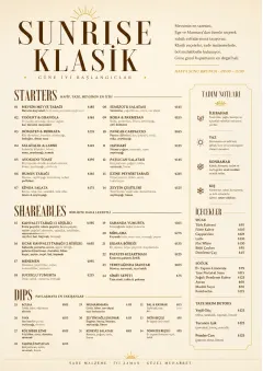 Sunrise Classic menu template preview