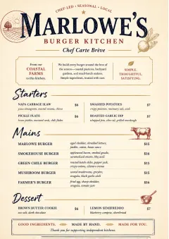 Chef Carte Brève menu template preview