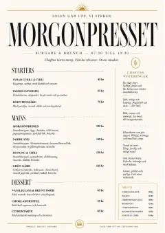 Chef Carte Brève menu template preview
