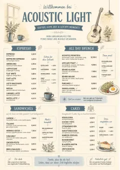 Acoustic Light menu template preview