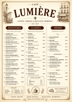 Vintage Classic menu template preview