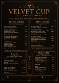 Speakeasy Leather menu template preview