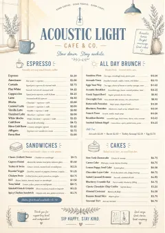 Acoustic Light menu template preview
