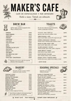 Craft Artisan menu template preview