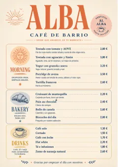Sunrise Short Carte menu template preview