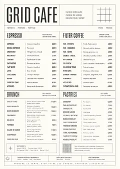 Architectural Grid menu template preview