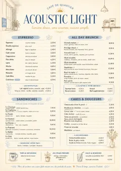 Acoustic Light menu template preview