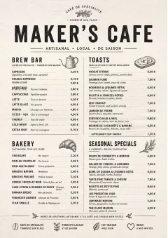 Craft Artisan menu template preview