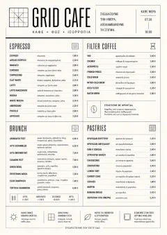 Architectural Grid menu template preview