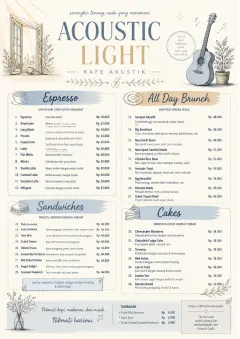 Acoustic Light menu template preview