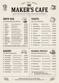 Craft Artisan menu template preview