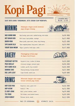 Sunrise Short Carte menu template preview