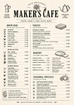 Craft Artisan menu template preview