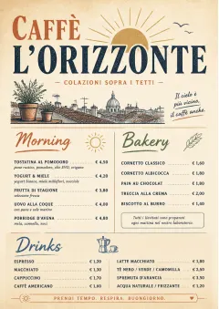 Sunrise Short Carte menu template preview
