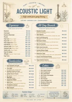 Acoustic Light menu template preview