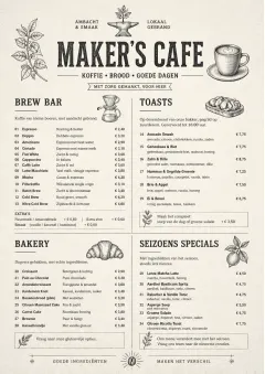 Craft Artisan menu template preview